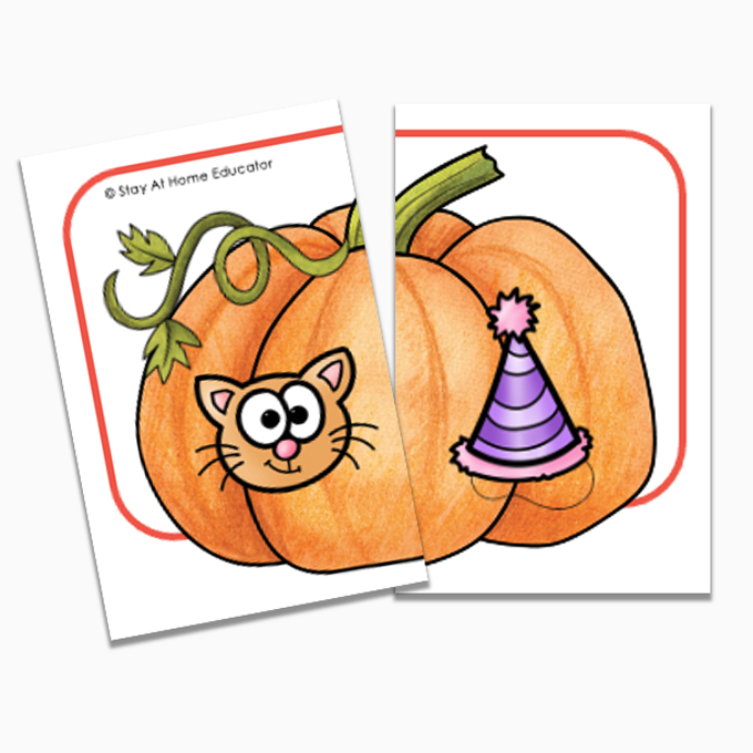 phmpkin rhyming cards, fall literacy activities for preschoolers