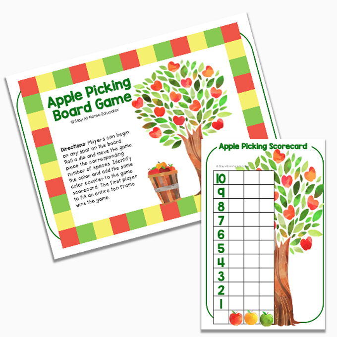 apple graphing game, fall math activities for preschoolers