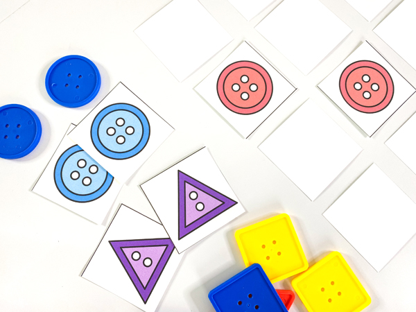 attribute buttons are used in sorting lesson plans for preschoolers as they learn to sort by shape and color.