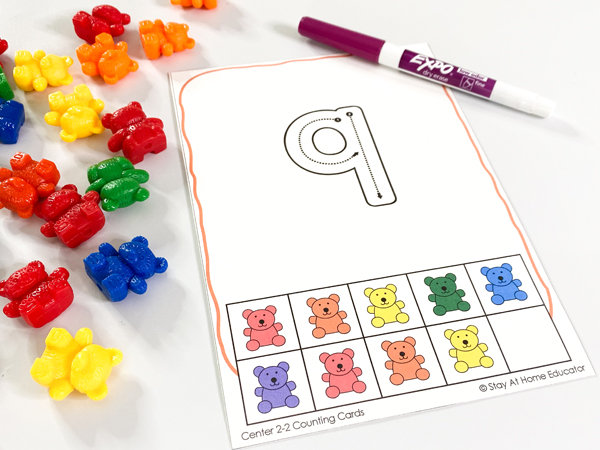 counting cards for learning numbers 0-10, available with the counting lesson plans for preschool