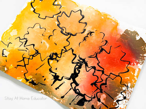toddler process art ideas, tissue painted fall art for toddlers and preschoolers, fall process art ideas for toddlers and preschoolers