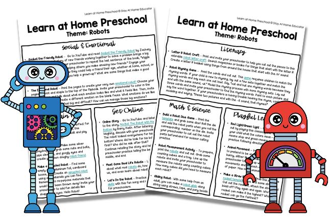 These free preschool robot lesson plans are full of academic and play-based learning ideas.  