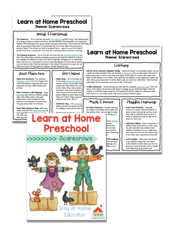 free preschool scarecrow lesson ideas for busy preschool teachers. These plans are full of scarecrow ideas for all subject areas!