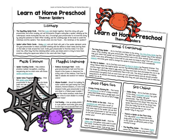 free preschool spider activities and lesson plans