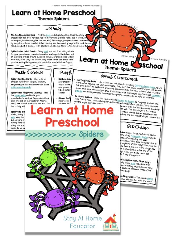 free spider preschool lesson plans and activities for a spider theme