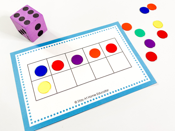 This ten frame center is perfect for having children practice counting to 10 and making combinations of numbers to 10. This center is included in the counting to 10 preschool lesson plans.