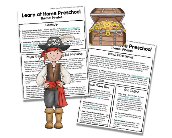 These pirate preschool lesson plans are free and full of preschool activities for a pirate theme.