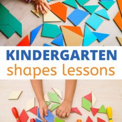Children learn about shapes as they use pattern blocks and tangrams as part of the shapes lesson plans for preschool found in the daily lessons in mathematics preschool curriculum.