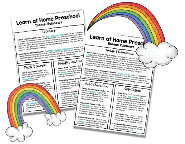 These free rainbow preschool lesson plans are filled with 15+ activities covering math, science, literacy, and more. 