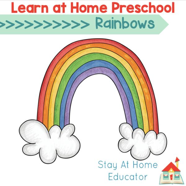 clipart rainbow with text - Learn at Home Preschool rainbows | rainbow lesson plans for preschool | 