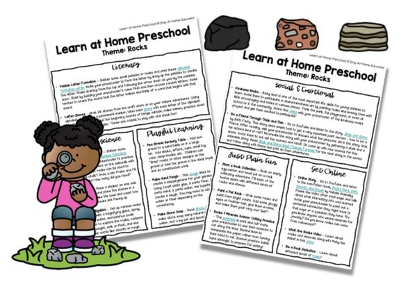 Whether you are teaching preschool in the classroom or at home, these rock themed lesson plans for preschoolers are a fun and interesting thematic unit for anytime of the year!
