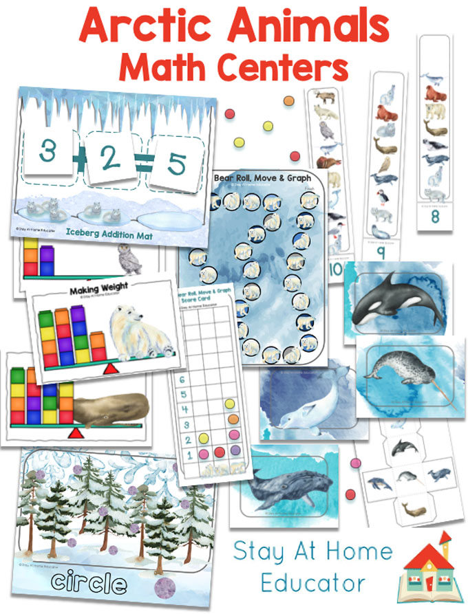 arctic animals for preschool, arctic animal math activities