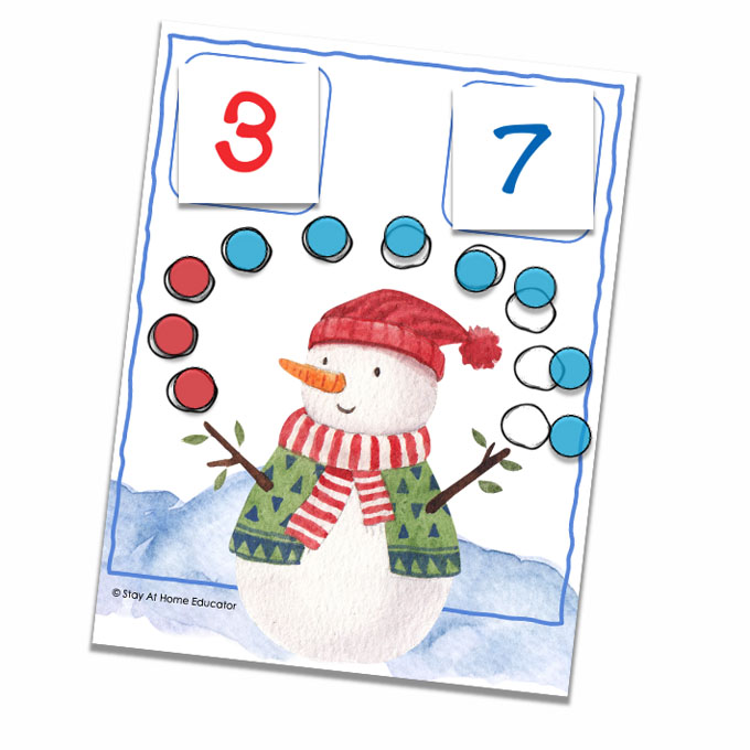 winter math activities for preschoolers, winter addition activities and composing ten