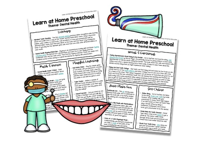 This set of free dental health preschool lesson plans is full of hands-on activities designed to help young children learn about the importance of brushing and oral hygiene.