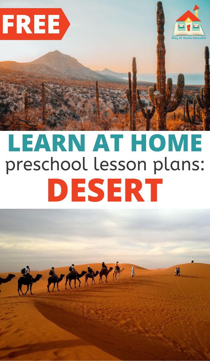 Free Learn at home preschool lesson plans for a desert theme