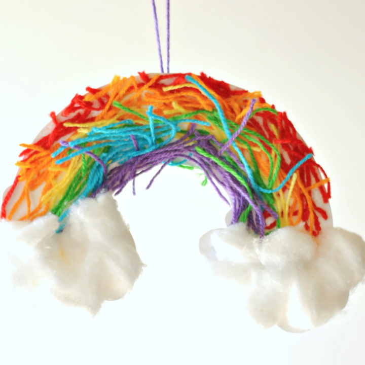 Snipped Yarn Preschool Rainbow Craft