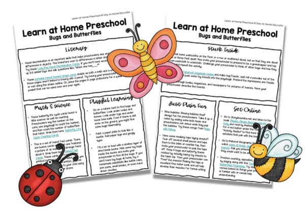 sample text from our preschool lessons about bugs and butterflies | insect themed preschool activities |