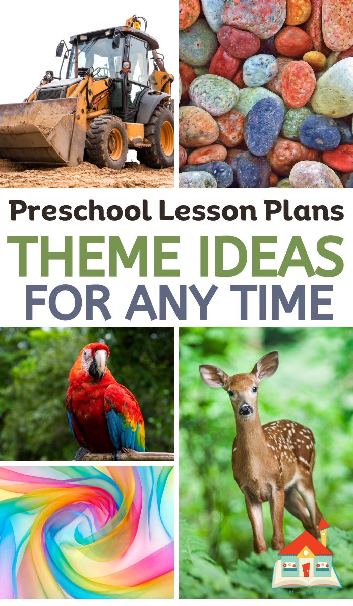 preschool theme ideas | free preschool lesson plans | preschool at home lesson plans | preschool theme ideas collage of - construction, rocks, forest, rainforest, colors, shapes