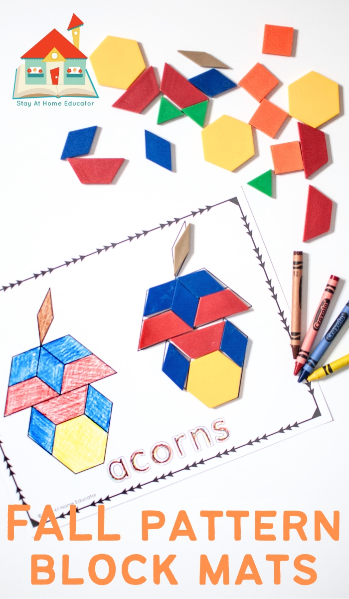 free fall pattern block mats | printable pattern block mats | fall math activities for preschoolers | pattern block shapes printable | fall shape mats |