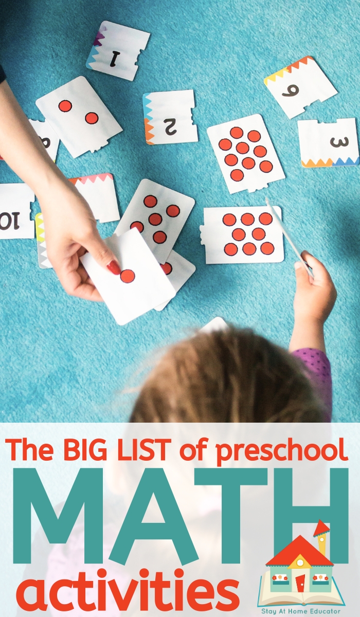 the big list of math activities for preschoolers | math curriculum for preschool | how to teach math to preschoolers | preschool math printables | preschool math lesson plans