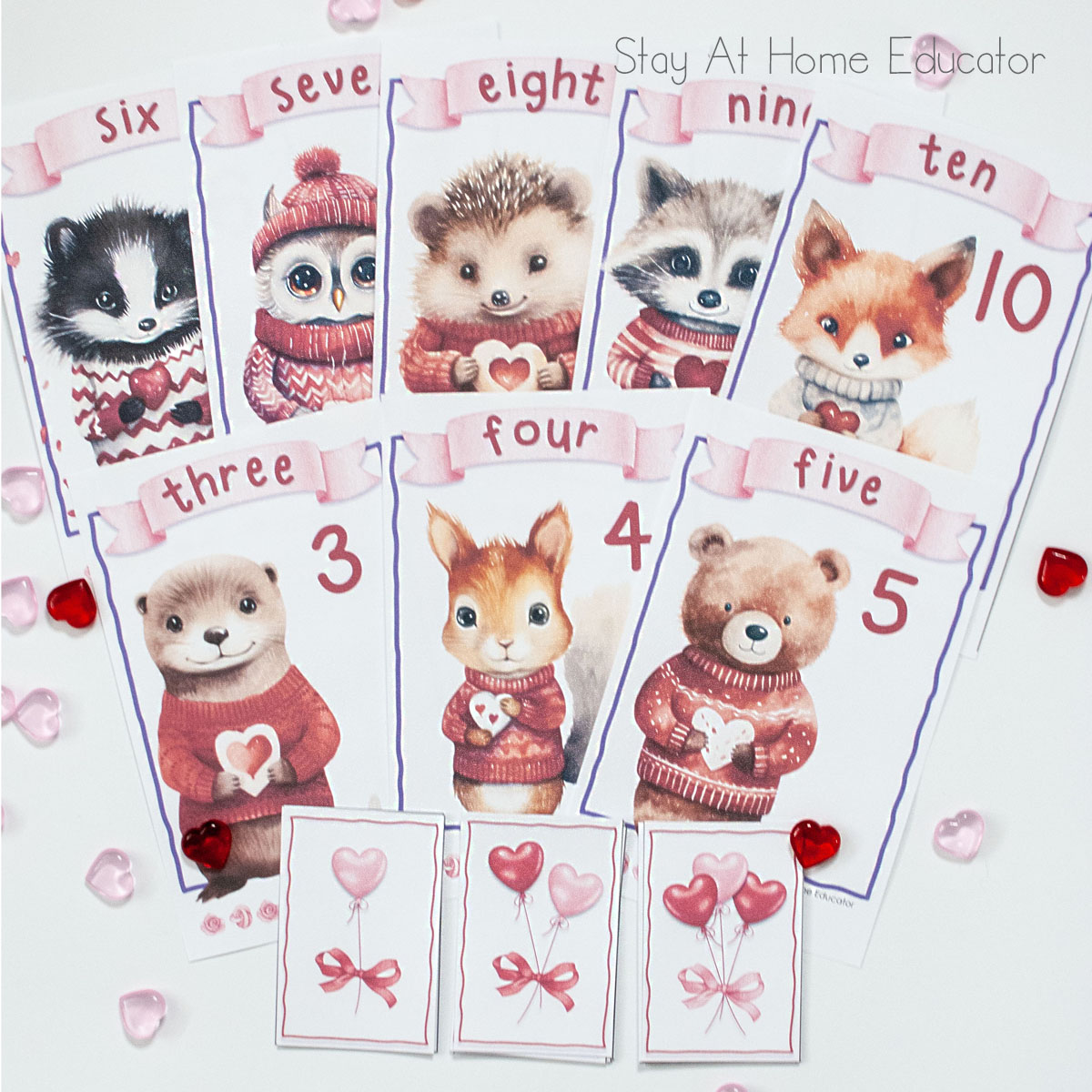 preschool math counting activities for preschool | Valentine's Day counting activity | addition for preschoolers | Valentine's activities for preschoolers | preschool math lesson plan ideas | numbers 3-10 Valentine counting mats along