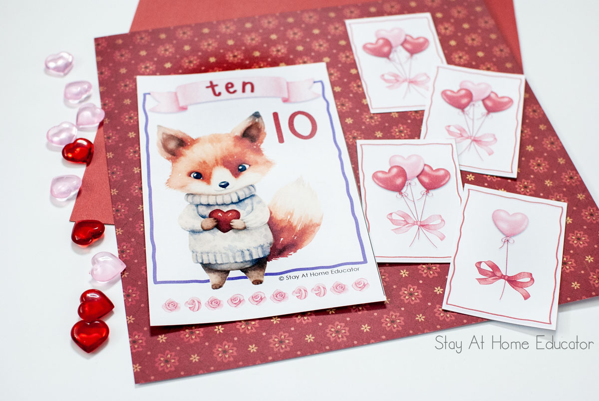 preschool math counting activities for preschool | Valentine's Day counting activity | addition for preschoolers | Valentine's activities for preschoolers | preschool math lesson plan ideas | counting to ten | fox counting mat for preschool Valentines Day math activities