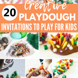 20 Creative Playdough Invitations to Play for Kids | Collage of playdough activities | seashells and playdough invitation to play | Playdough math invitation to play |Veggie garden playdough to play | Earth playdough invitation to play for preschoolers | leaf impressions - a fall playdough activity | fall playdough invitation to play - a stem activity | pondlife invitation to play with playdough