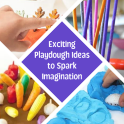 Exciting Playdough Ideas to Spark Imagination |collage of playdough activities | seashells and playdough invitation to play | Playdough math invitation to play |Veggie garden playdough to play | Earth playdough invitation to play for preschoolers | leaf impressions - a fall playdough activity |