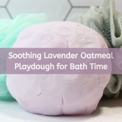 Soothing Lavender Oatmeal Playdough for Bath Time | Sensory play lavender - scented playdough | Gluten-free and salt-free |Safe and gentle for skin | Natural moisturizer | develop essential fine motor skills and sensory awareness | Lavender playdough with bath scrubbers mesh net