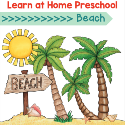 Learn at Home Preschool Beach Theme | free beach activities for beach lesson plans for preschoolers | image of printed version of preschool lesson plans