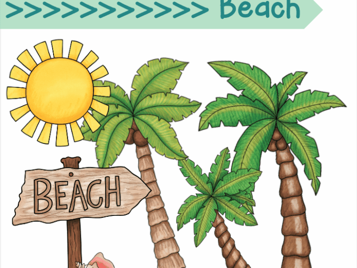 Learn at Home Preschool Beach Theme | free beach activities for beach lesson plans for preschoolers | image of printed version of preschool lesson plans