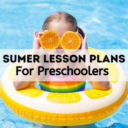Summer Lesson Plans for Preschoolers | A girl in the pool is holding two oranges up to her eyes