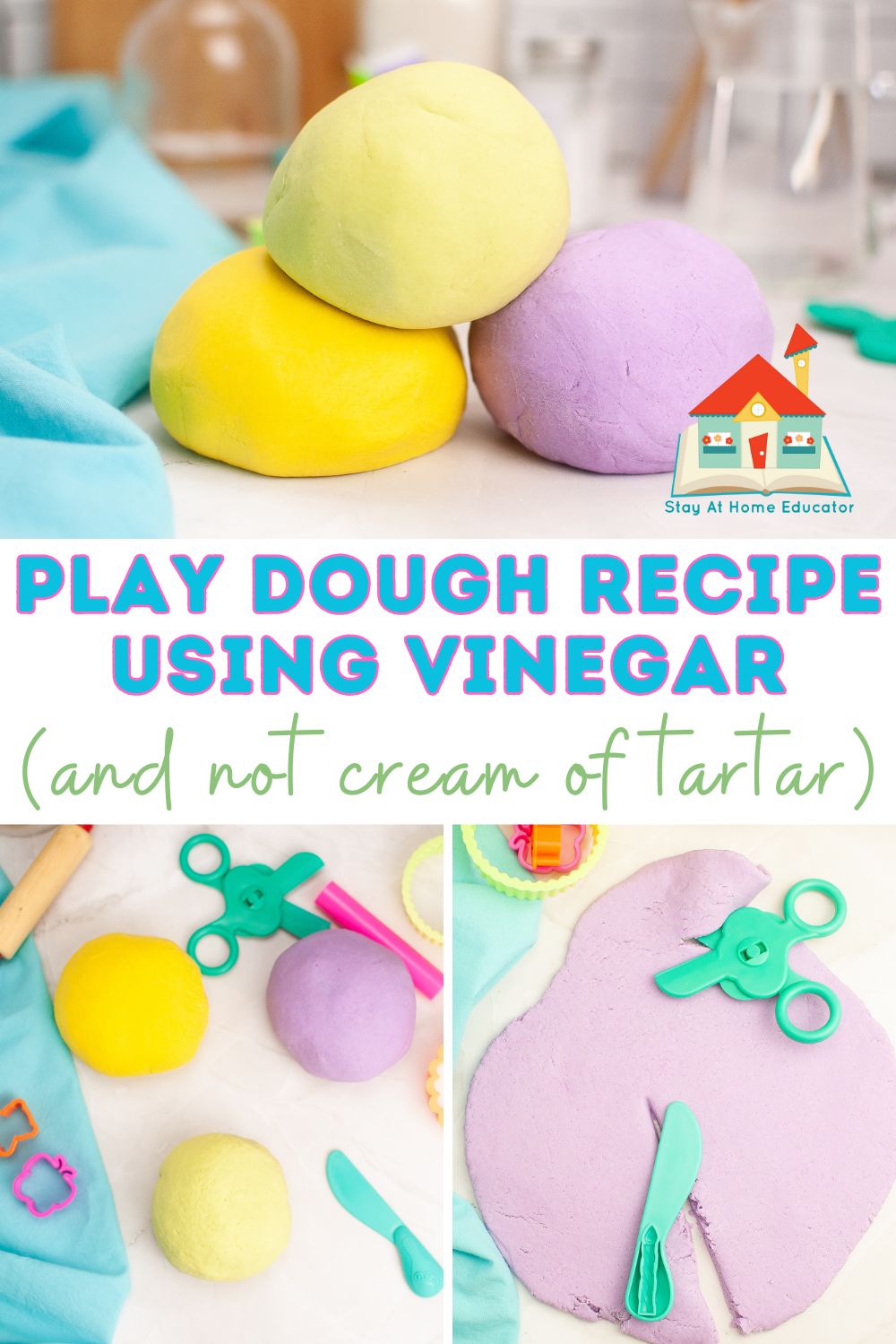 Quick Playdough Recipe with Vinegar - Stay At Home Educator
